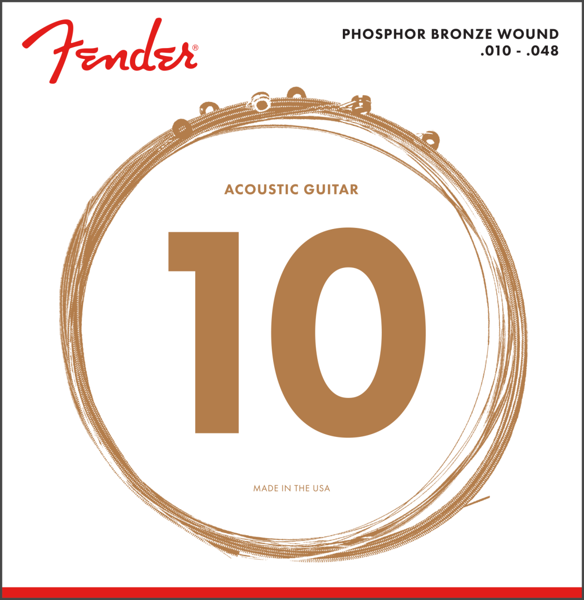 Fender Phosphor Bronze Acoustic Guitar Strings, Ball End, 60XL 10-48 