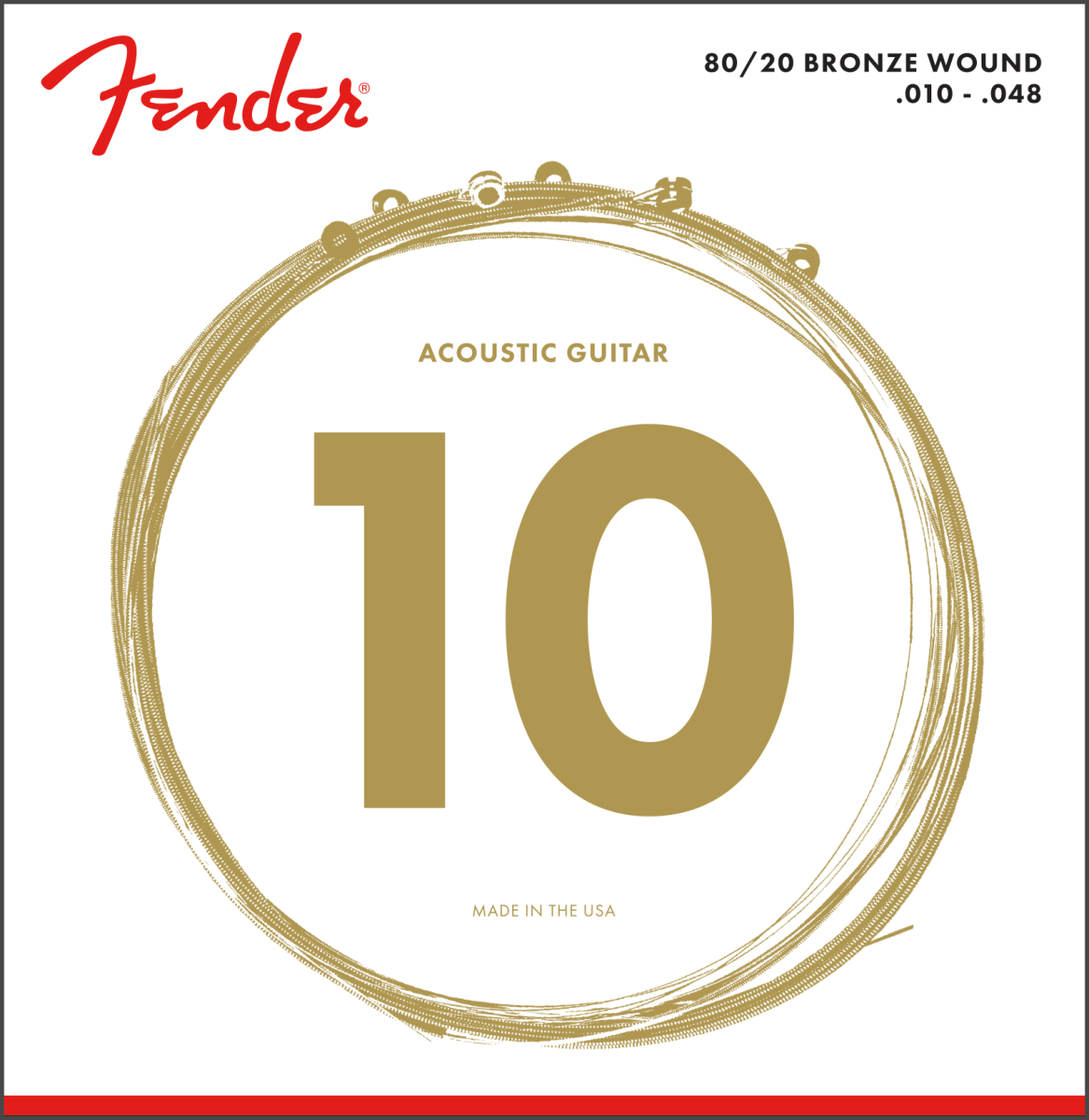 Fender 80/20 Bronze Acoustic Strings, Ball End, 70XL 10-48