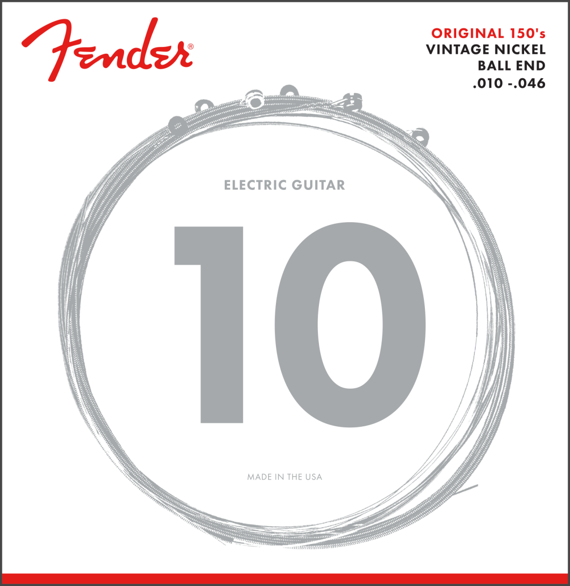 Fender Original 150 Electric Guitar Strings, Pure Nickel Wound, Ball End, 150R 10-46