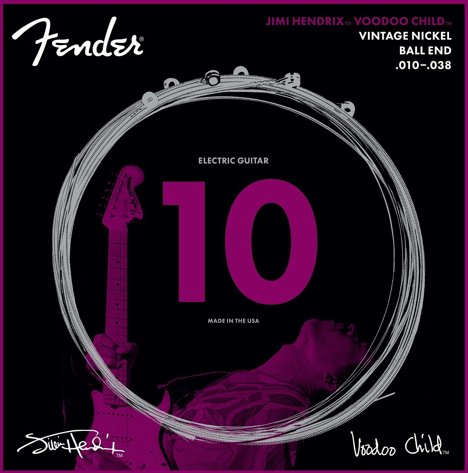 Fender Jimi Hendrix Voodoo Child™ Electric Guitar Strings, Nickel, 10-38
