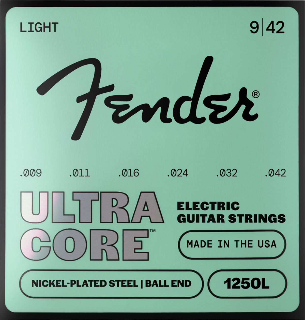 Fender 1250 Ultracore Guitar Strings, Nickel Plated Steel, Ball End, 1250L Gauges .009-.042