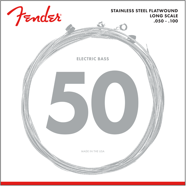 Fender Stainless 9050's Bass Strings, Stainless Steel Flatwound, 9050ML 50-100