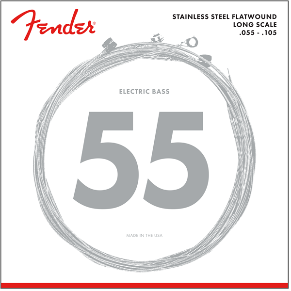 Fender Stainless 9050's Bass Strings, Stainless Steel Flatwound, 9050M .055-.105