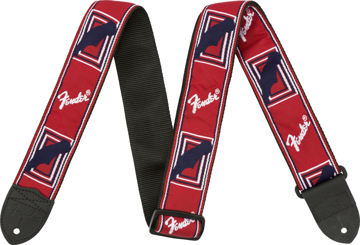 Fender Monogrammed Strap, Red/White/Blue, 2"