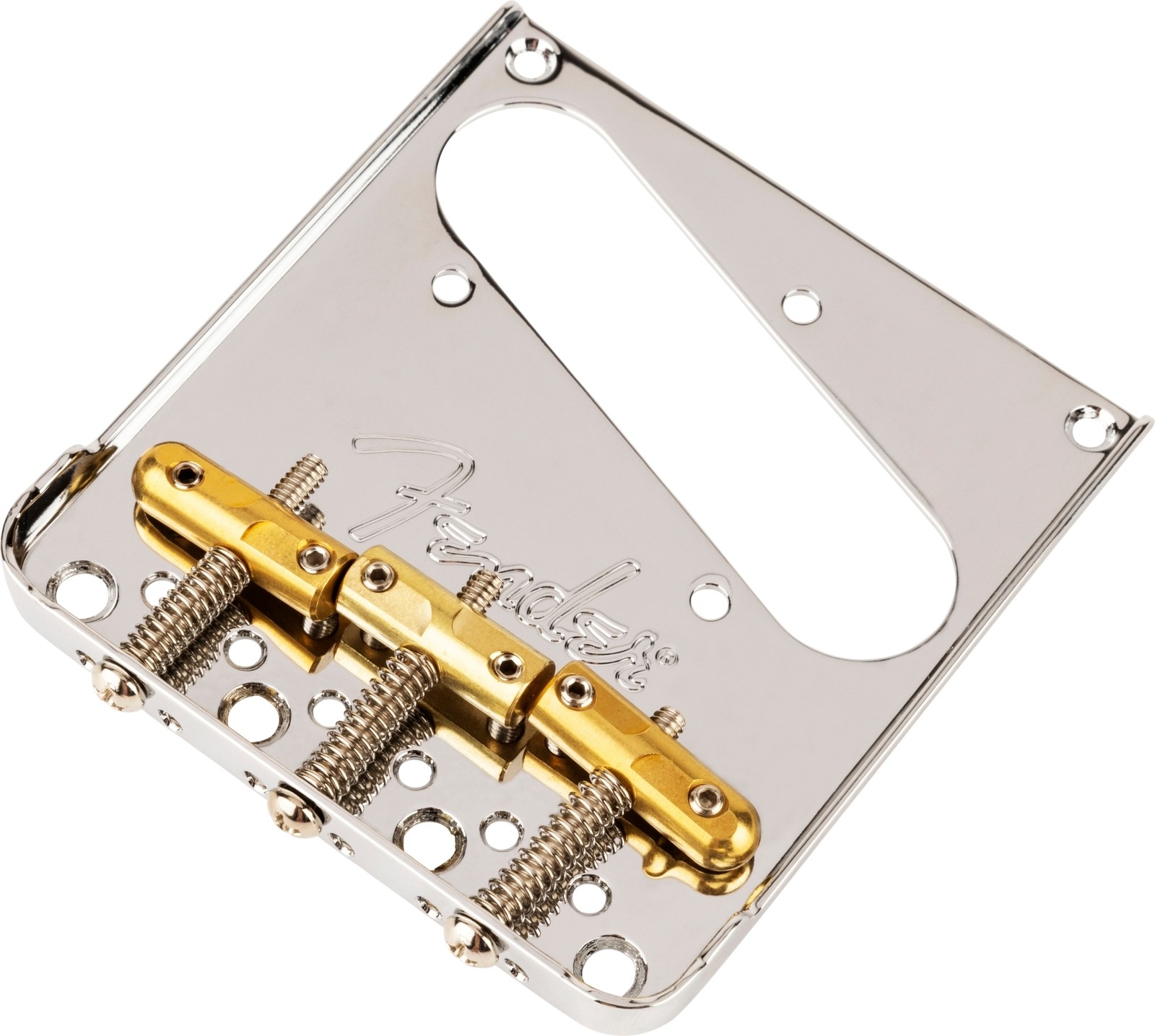 Fender 3-Saddle Top-Load/String-Through Tele Bridge with Compensated Brass “Bullet” Saddles