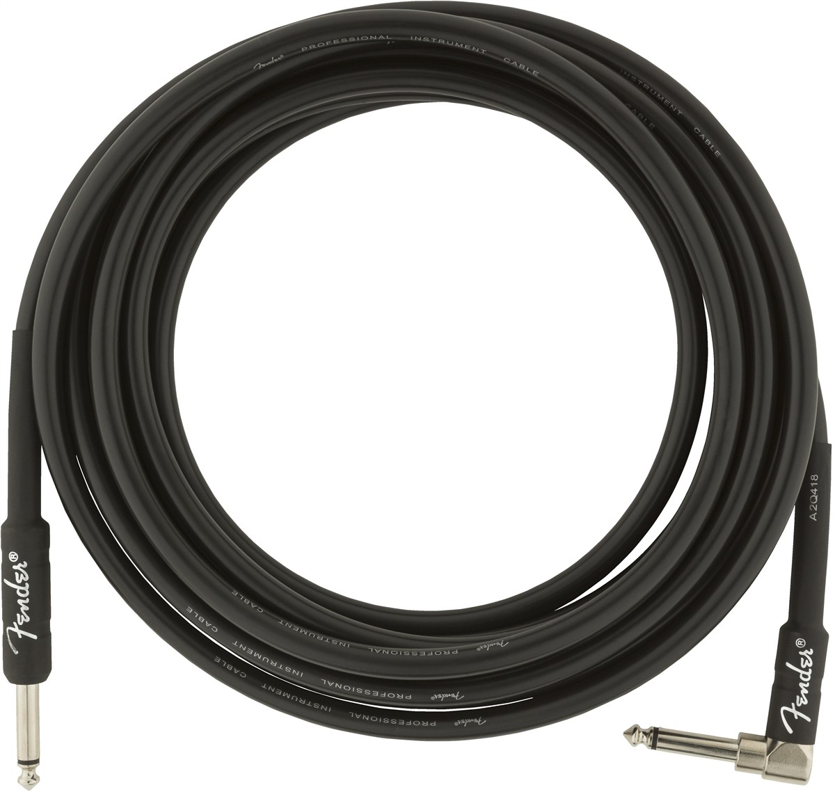 Fender Professional Series Instrument Cables, Straight/Angle, 15', Black