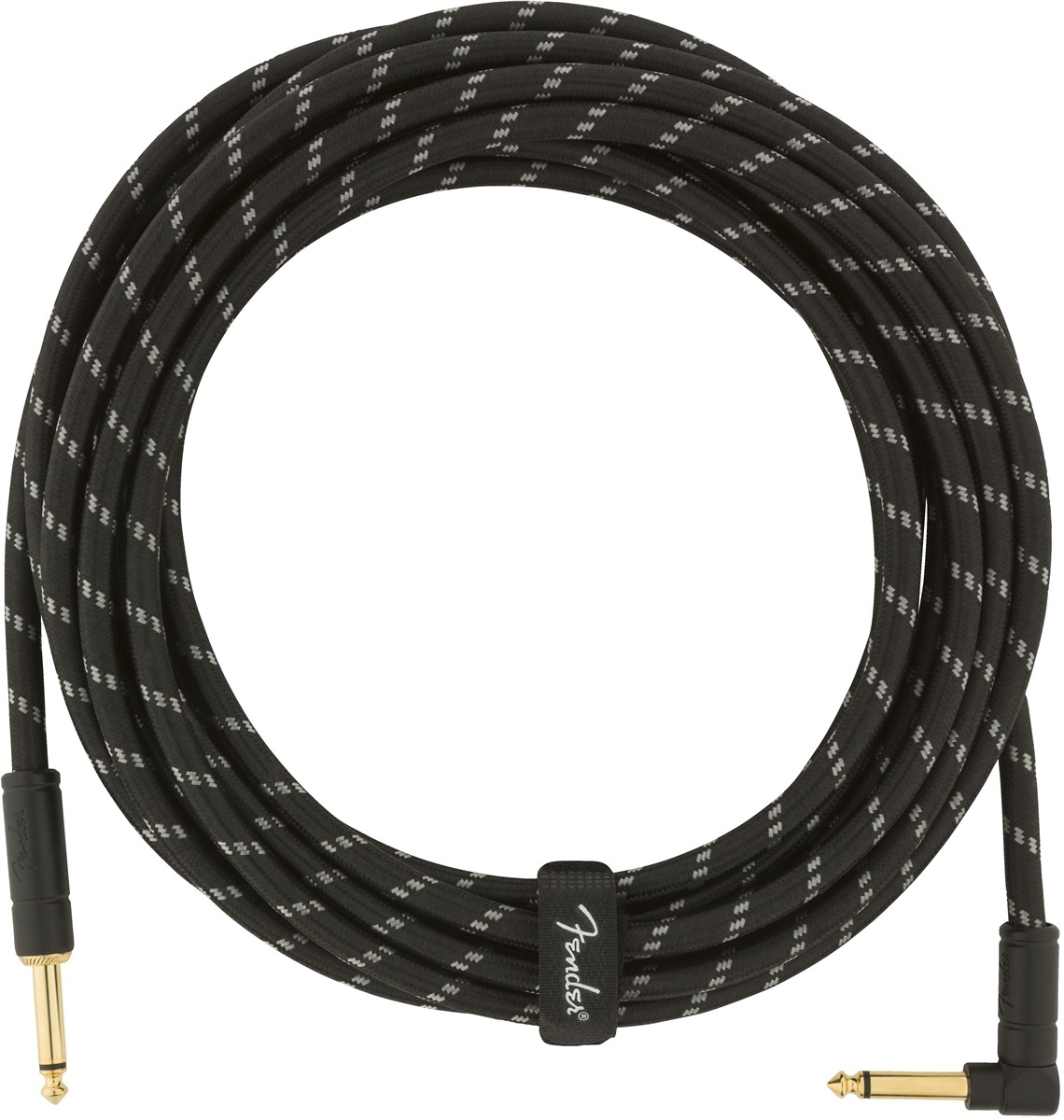 Fender Deluxe Series Instrument Cable, Straight/Angle, 18.6', Black Tweed