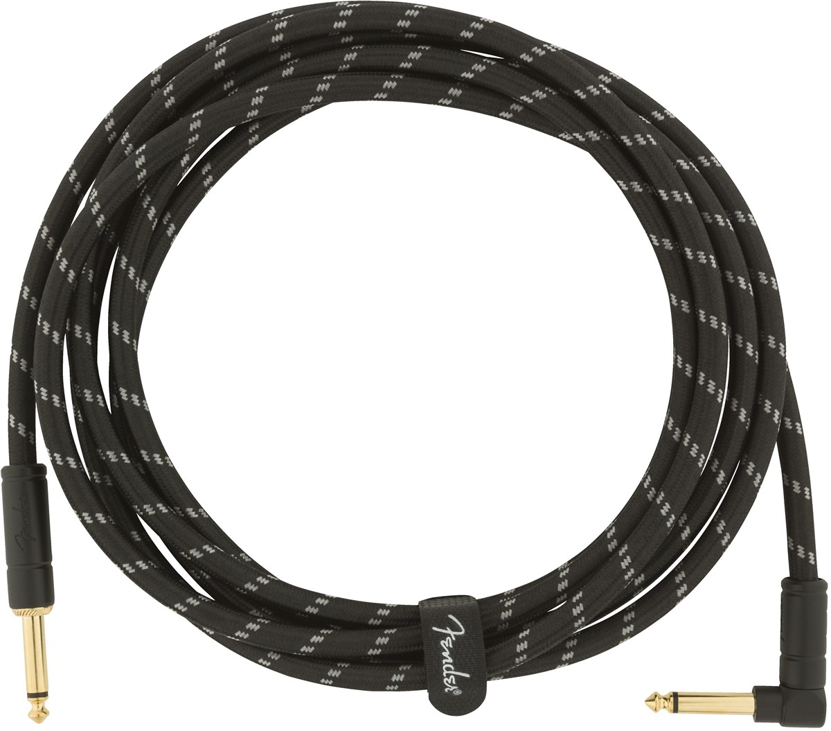 Fender Deluxe Series Instrument Cable, Straight/Angle, 10', Black Tweed
