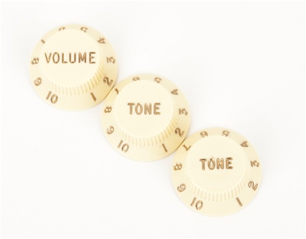 Fender Stratocaster Knobs, Aged White (Volume, Tone, Tone) (3)