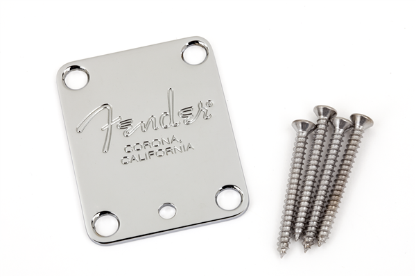 Fender 4-Bolt American Series Guitar Neck Plate with "Fender Corona" Stamp