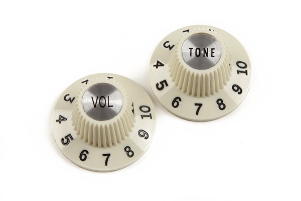 Fender Pure Vintage 1965 Jazzmaster "Witch Hat" Knobs, (2), Vintage White