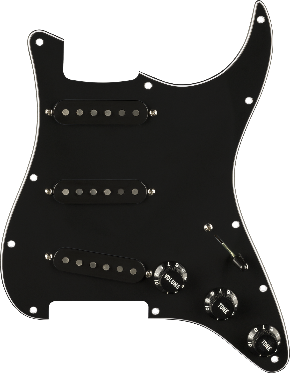 Fender Pre-Wired Strat Pickguard, Pure Vintage '59 w/RWRP Middle, Black 11 Hole PG