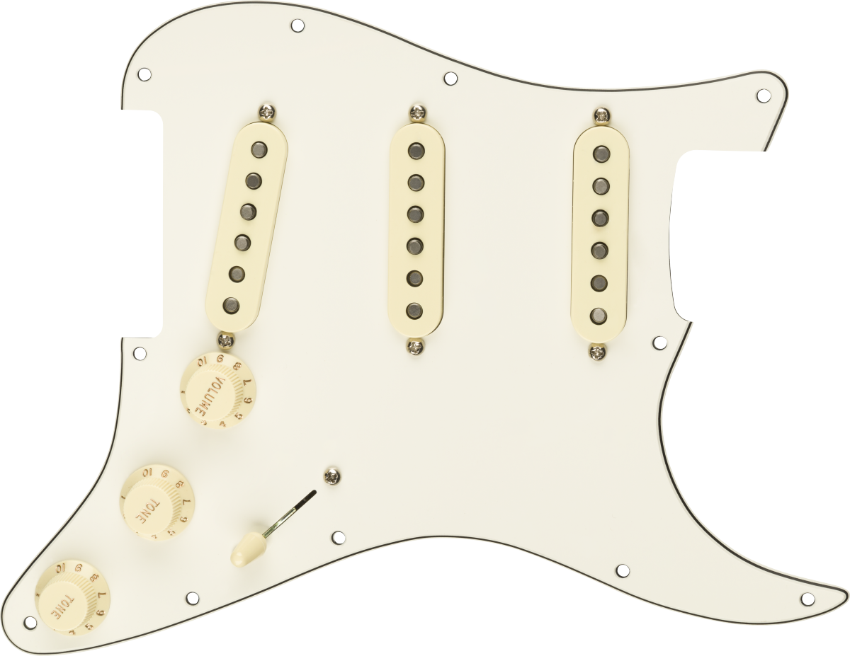 Fender Pre-Wired Strat Pickguard, Original '57/'62 SSS, Parchment 11 Hole