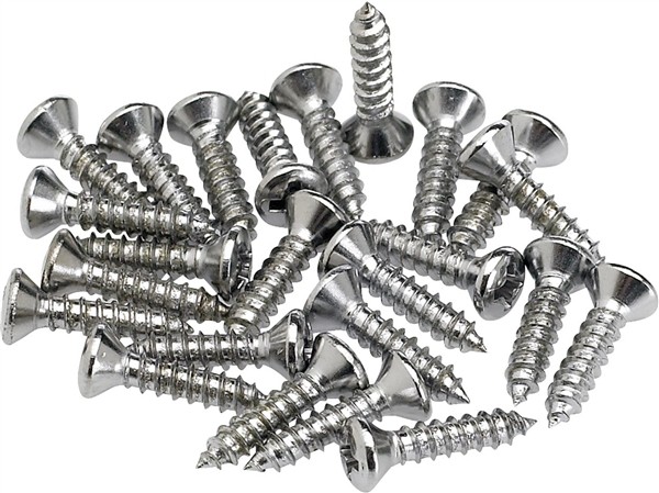 Fender Pickguard/Control Plate Mounting Screws (24 Pack Chrome)