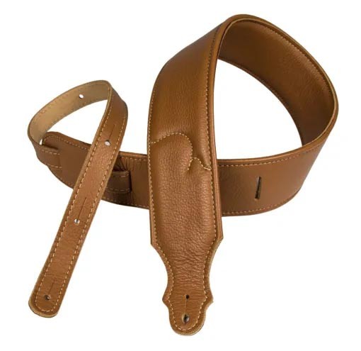 Franklin 2.5" Padded Glove Leather Guitar Strap - Caramel with Natural Stitching