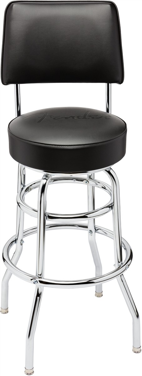 Fender Blackout Backrest Barstool with Embossed Logo, 30"