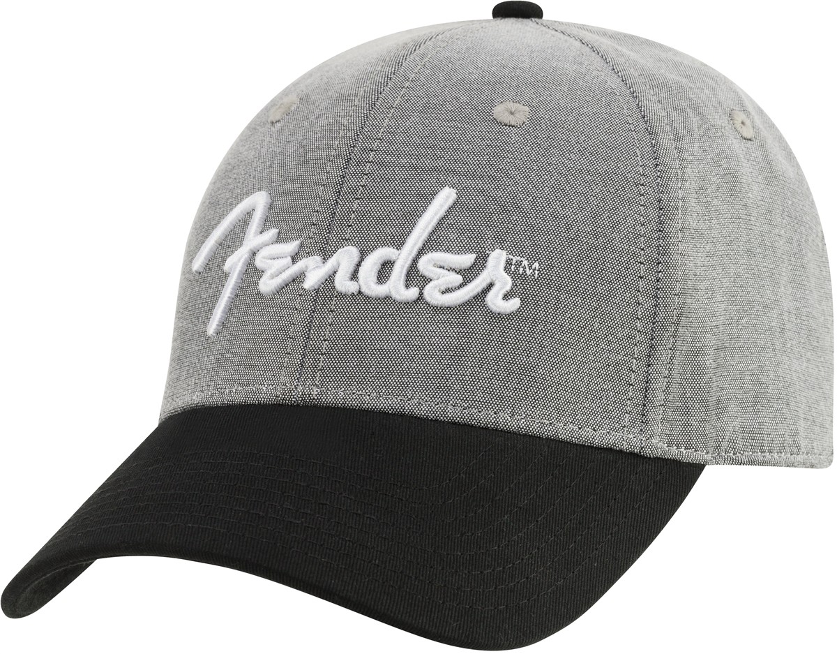Fender Hipster Dad Hat, Gray and Black - One Size Fits Most
