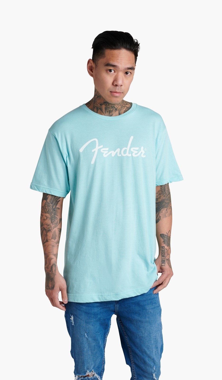 Fender Spaghetti Logo T-Shirt, Daphne Blue, XXL
