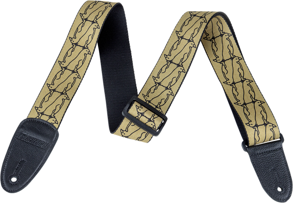 Gretsch Alternating Gold Penguins Strap, Black