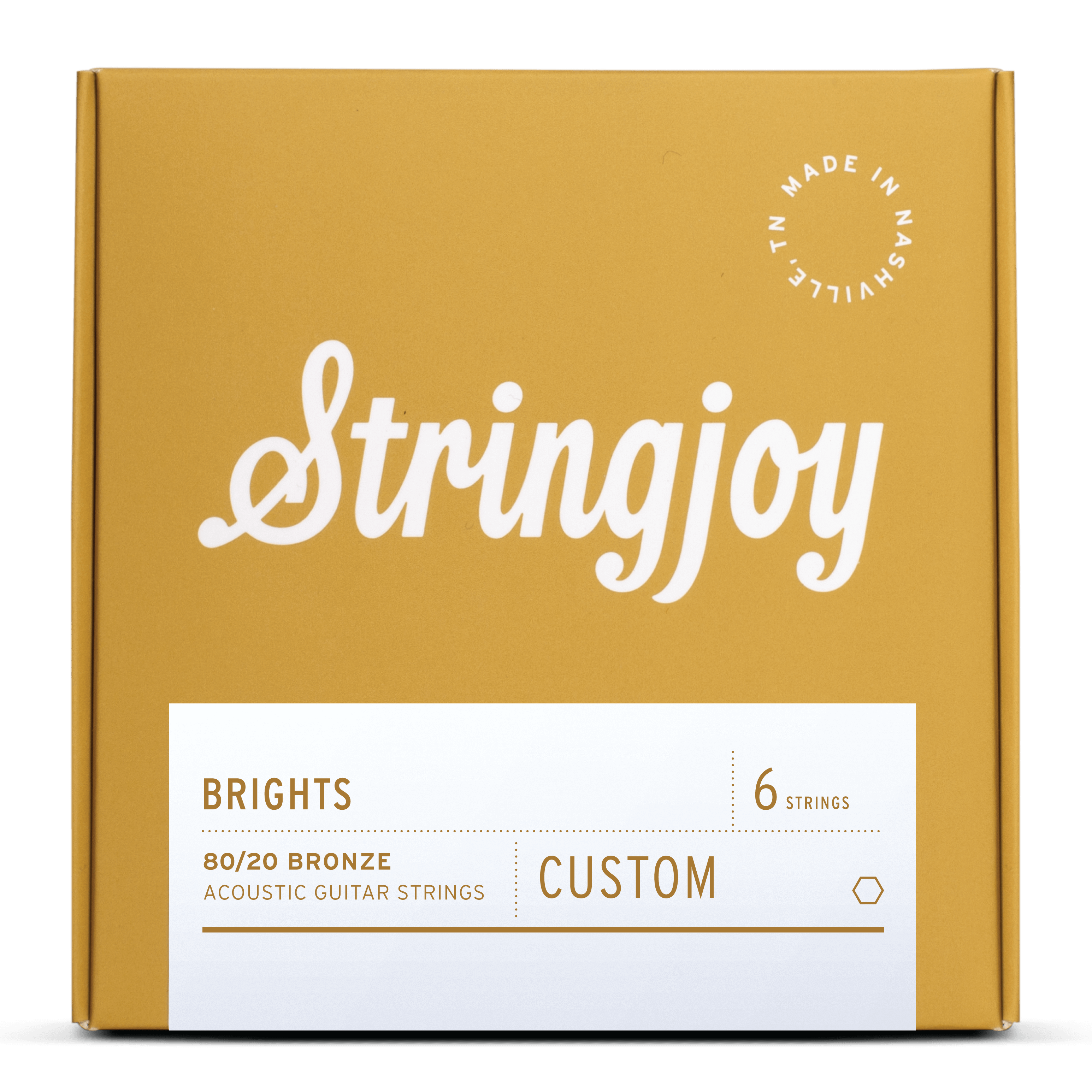 Stringjoy Brights | Custom 6 String 80/20 Bronze Acoustic Guitar Strings