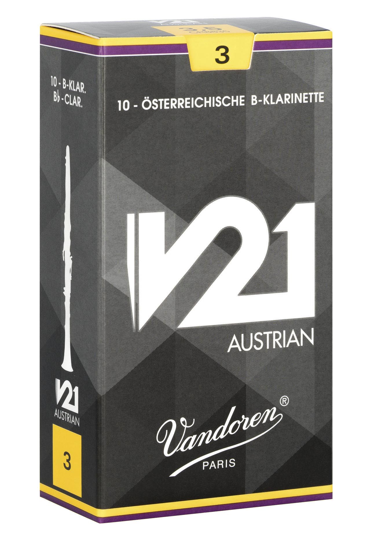 Vandoren V21 Austrian Bb Clarinet Reeds, Box of 10 - Strength 3