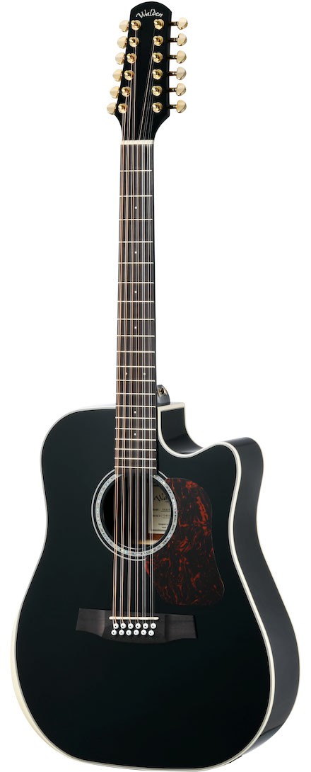 Walden D642RCEB-GW Natura Solid Sitka Top-Mahogany 12-String Armrest Dreadnought Acoustic Cutaway-Electric - Gloss Black
