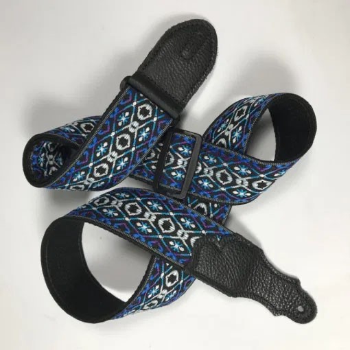 Franklin 2" Retro Folk Weave Guitar Strap - Blue/Purple