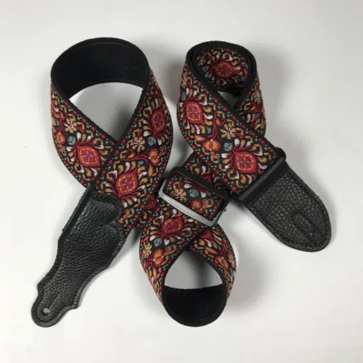 Franklin 2" Retro Folk Weave Guitar Strap - Red/Bronze