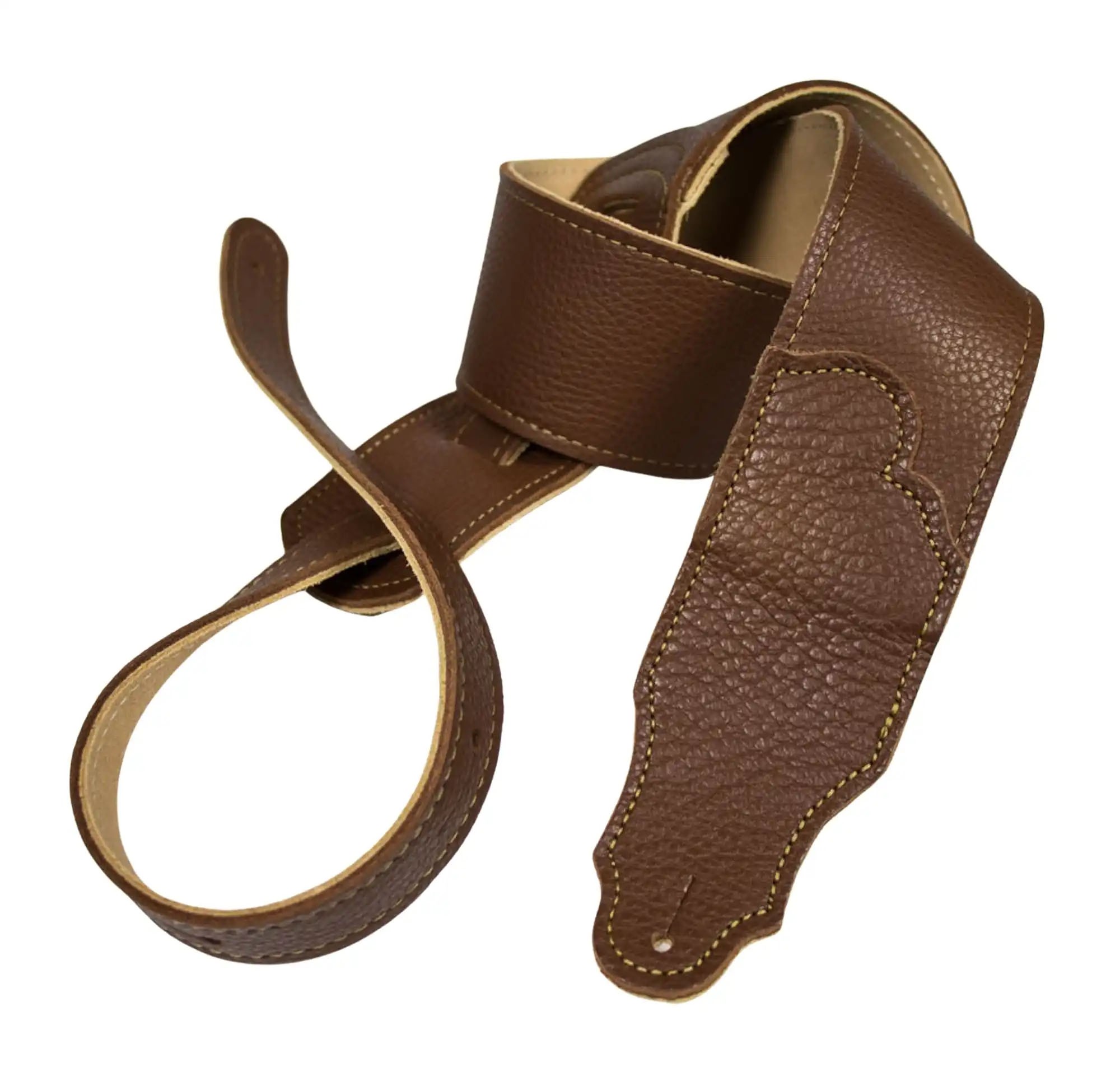 Franklin 2.5" Original Natural Glove Leather Guitar Strap - Caramel with Gold Stitching