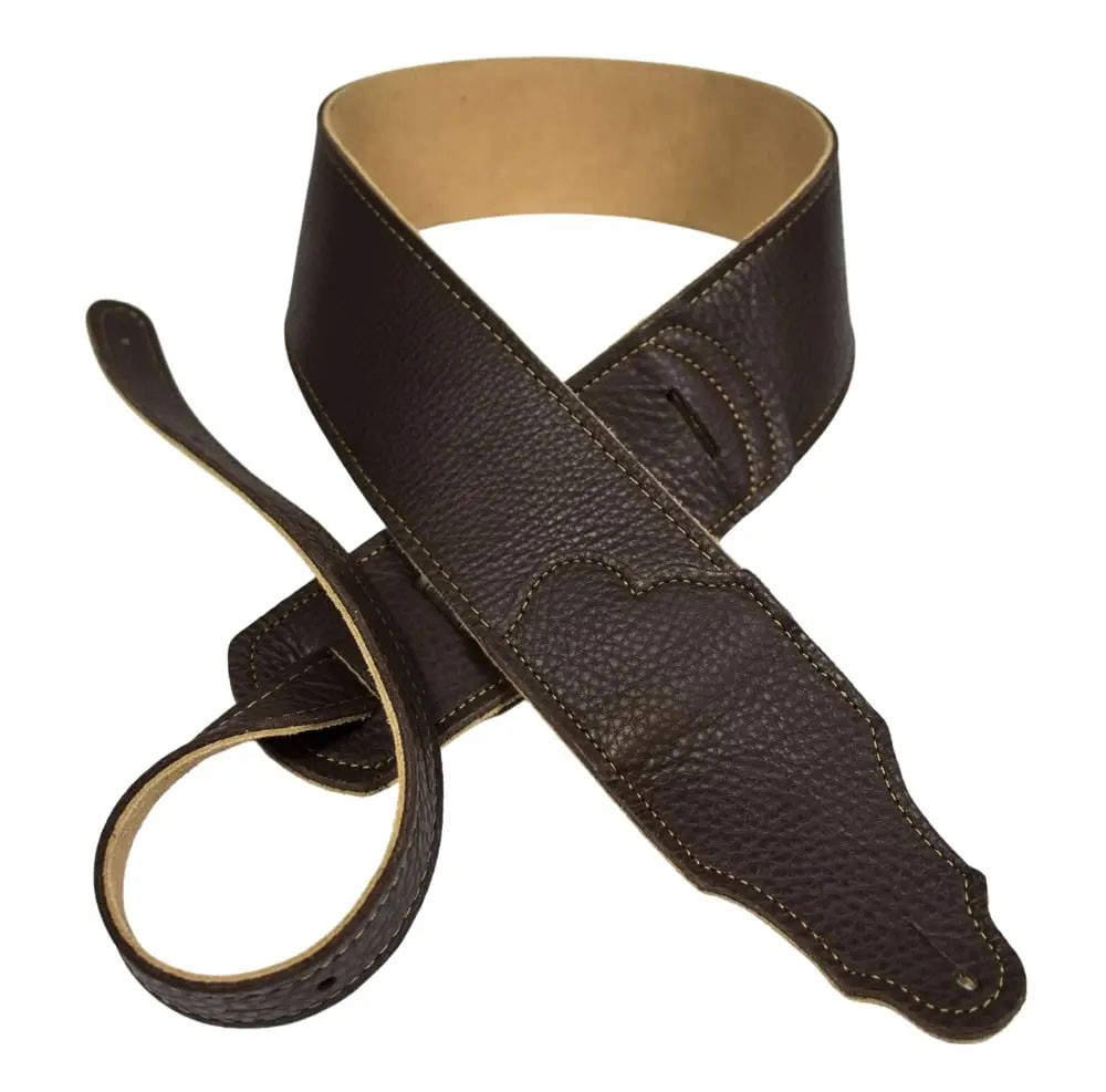 Franklin 2.5" Original Natural Glove Leather Guitar Strap - Chocolate with Gold Stitching