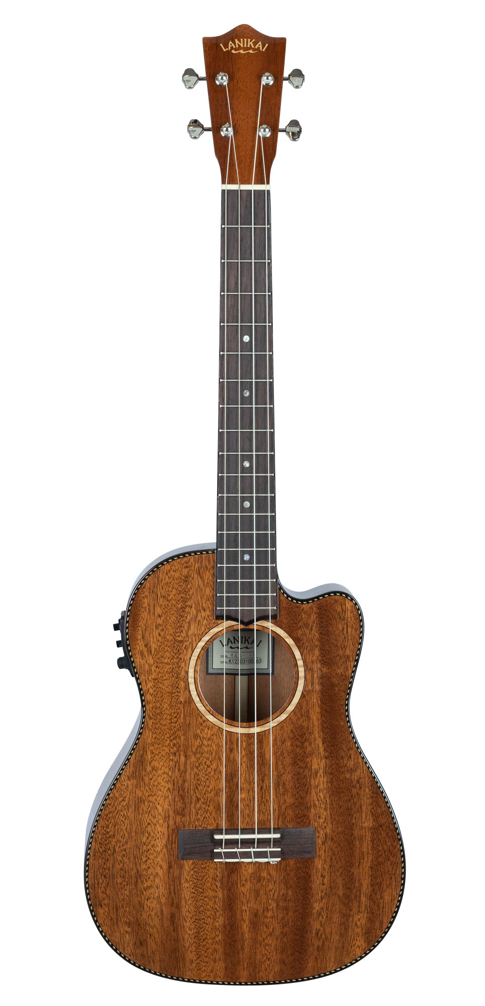 Lanikai All Solid Mahogany MAS-CEB Electric Bartione Ukulele