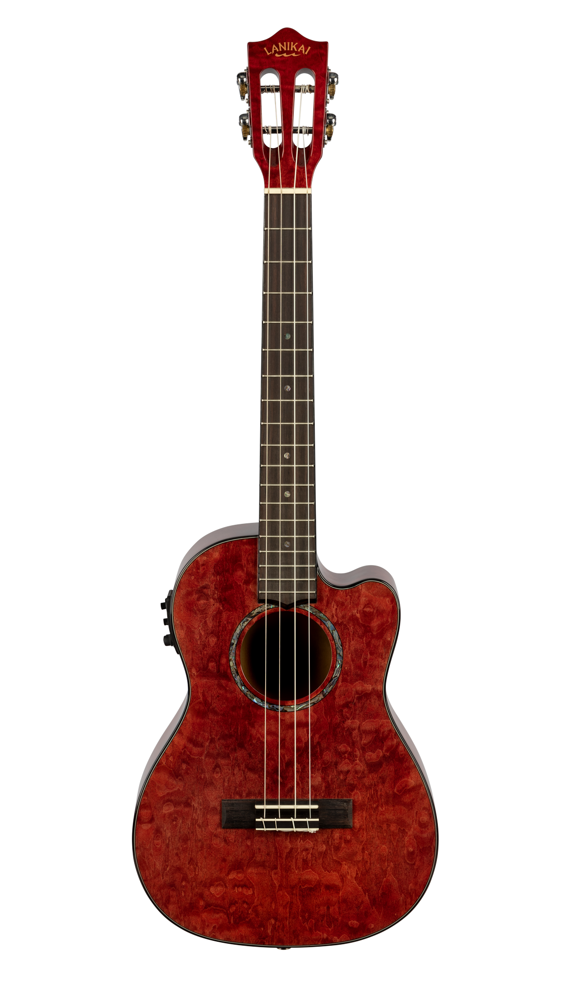 Lanikai Quilted Maple QM-RDCEB Electric Red Baritone Ukulele