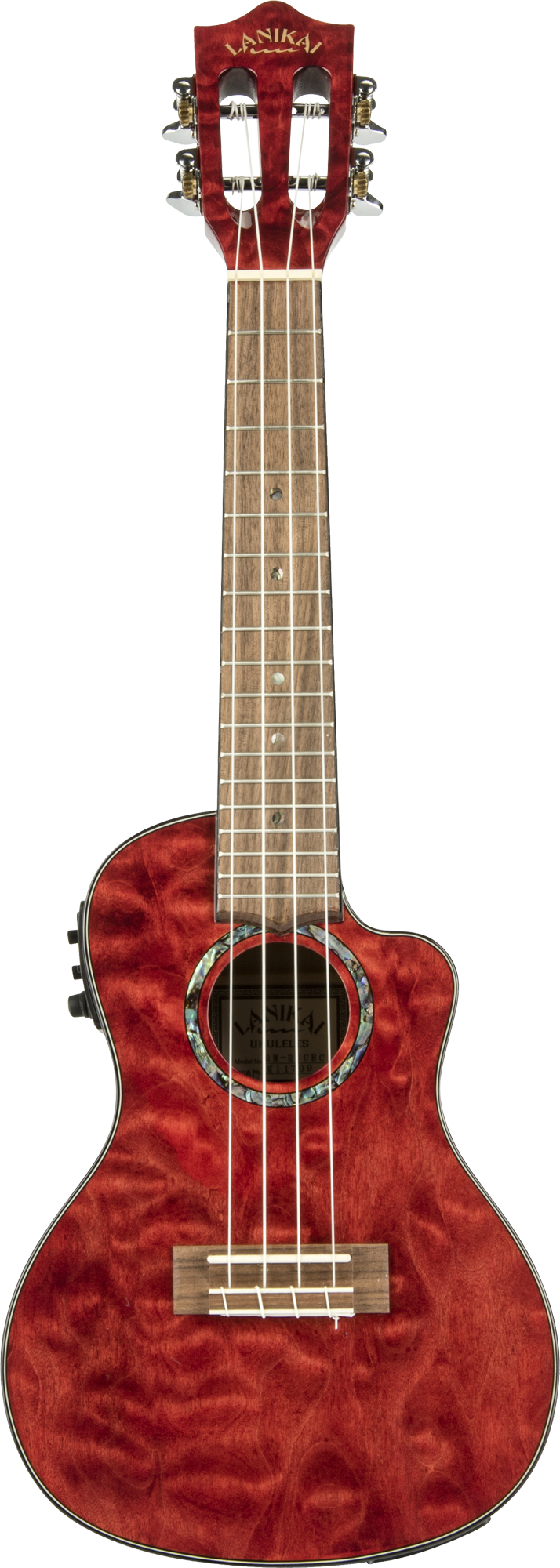 Lanikai Quilted Maple QM-RDCEC Electric Red Concert Ukulele