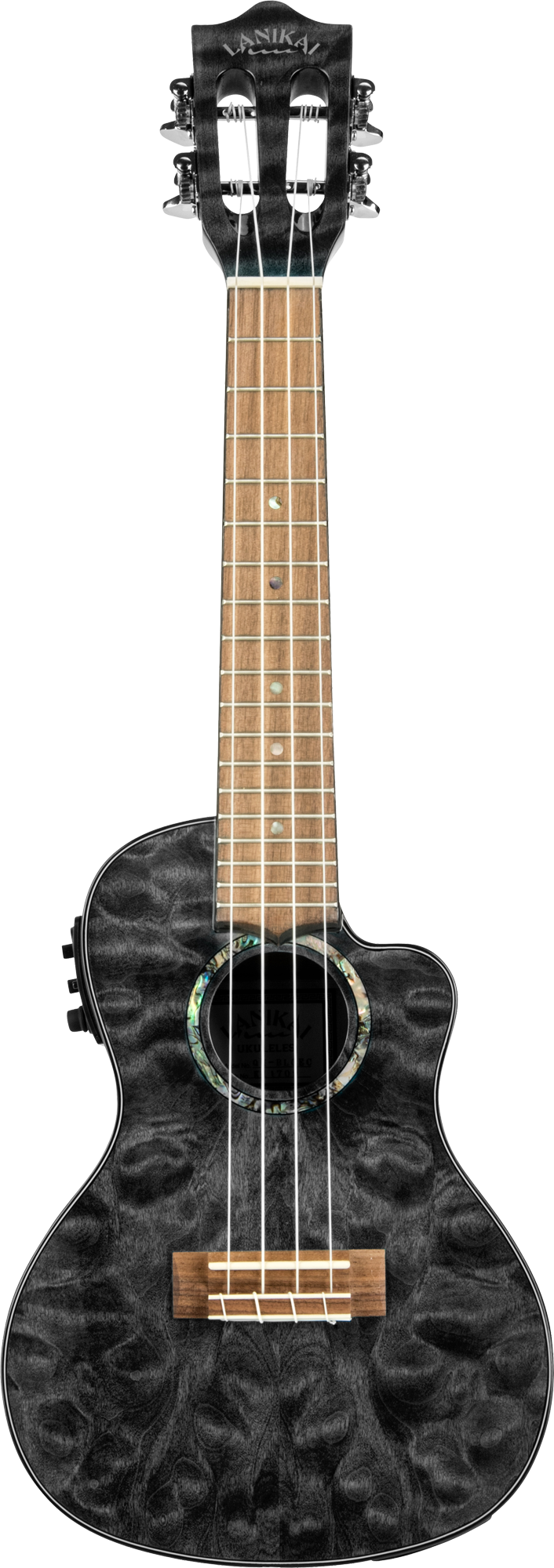 Lanikai Quilted Maple QM-BKCEC Electric Black Concert Ukulele