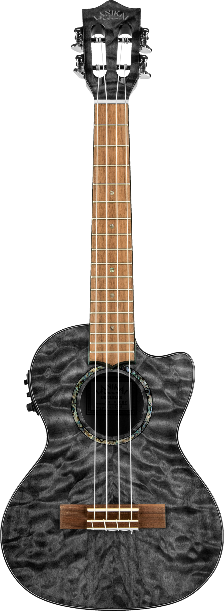 Lanikai Quilted Maple QM-BKCET Electric Black Tenor Ukulele