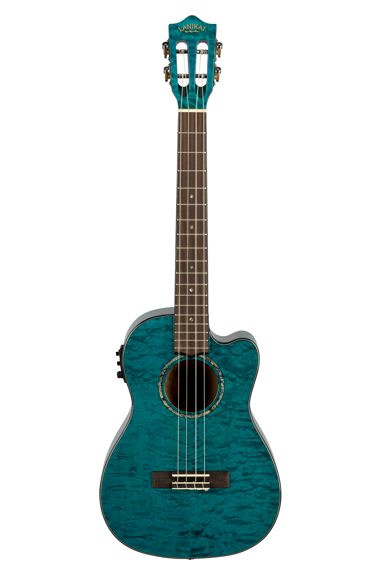Lanikai Quilted Maple QM-BLCEB Electric Blue Baritone Ukulele