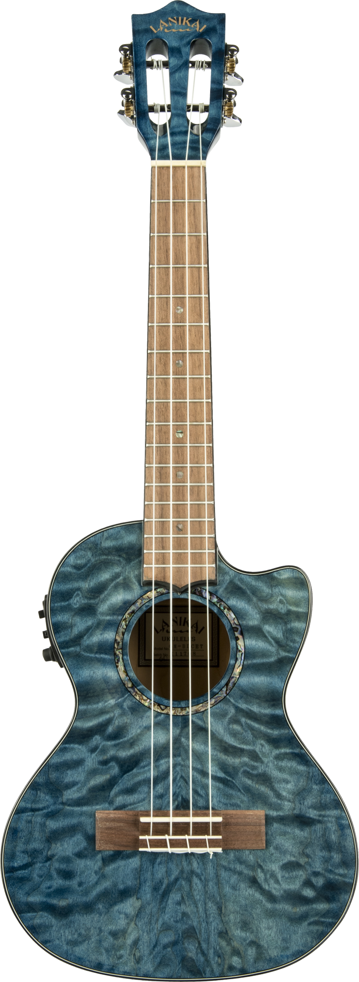 Lanikai Quilted Maple QM-BLCET Electric Blue Tenor Ukulele