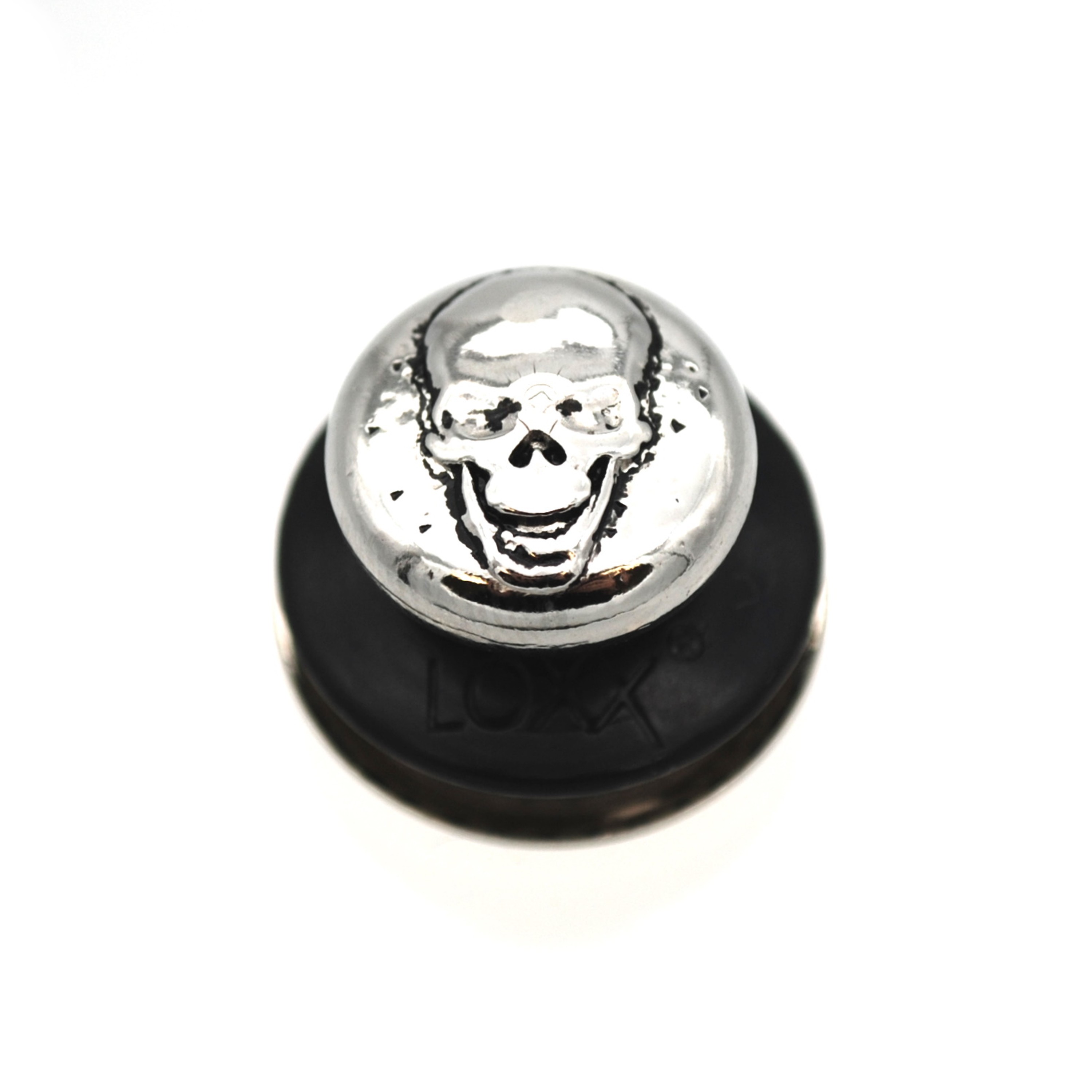 Loxx Strap Locks, Evil Skull, Upper Part Only - Vintage Nickel/Black