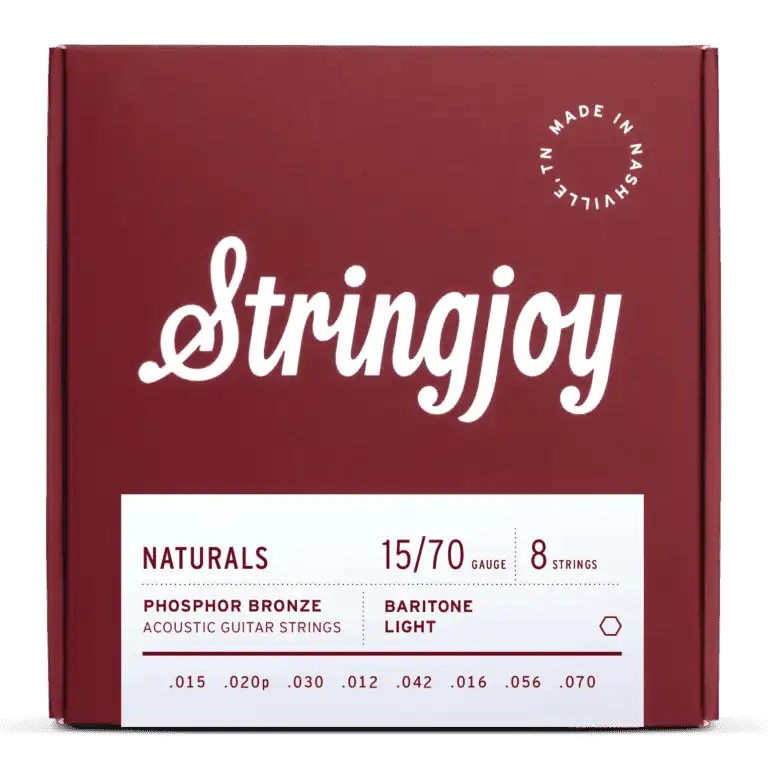 Stringjoy Naturals | Light Gauge (15-70) 8-String Baritone Phosphor Bronze Acoustic Guitar Strings