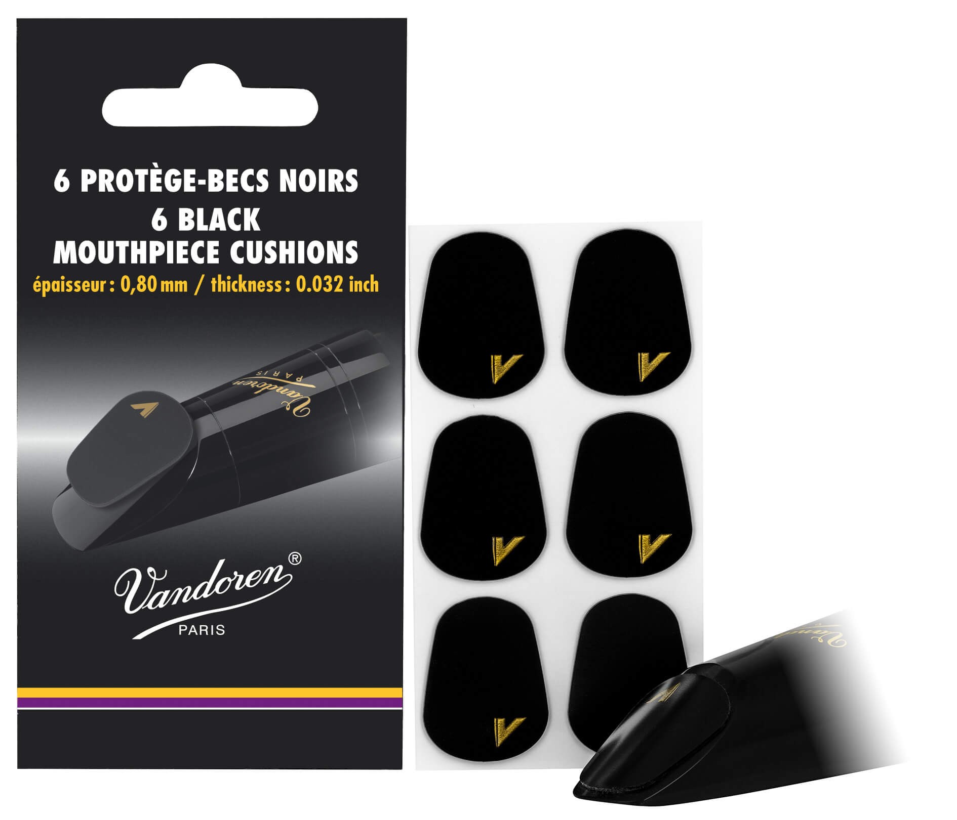 Vandoren Mouthpiece Cushions VMCX6+ 0.8mm Black - Set of 6