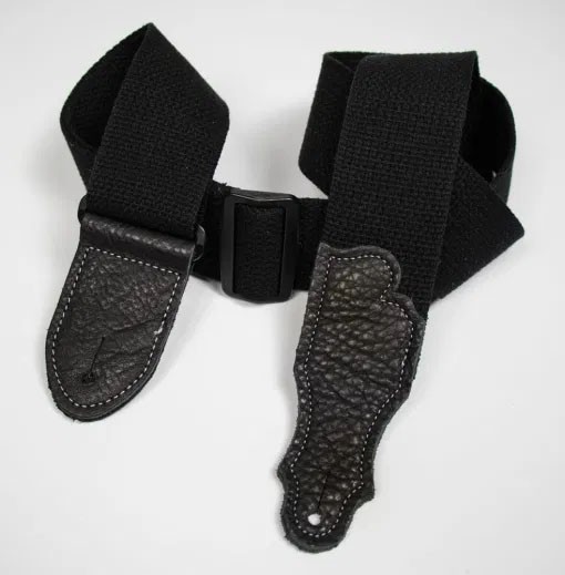 Franklin 2" Cotton Guitar Strap with Glove Leather End Tab - Black