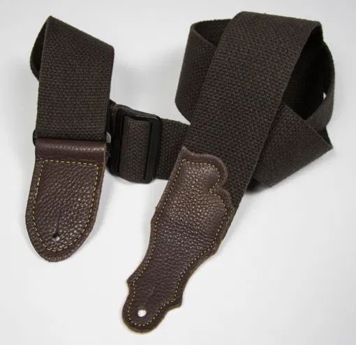 Franklin 2" Cotton Guitar Strap with Glove Leather End Tab - Chocolate