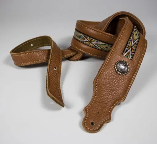 Franklin 2" Southwest Padded Leather Guitar Strap - Caramel
