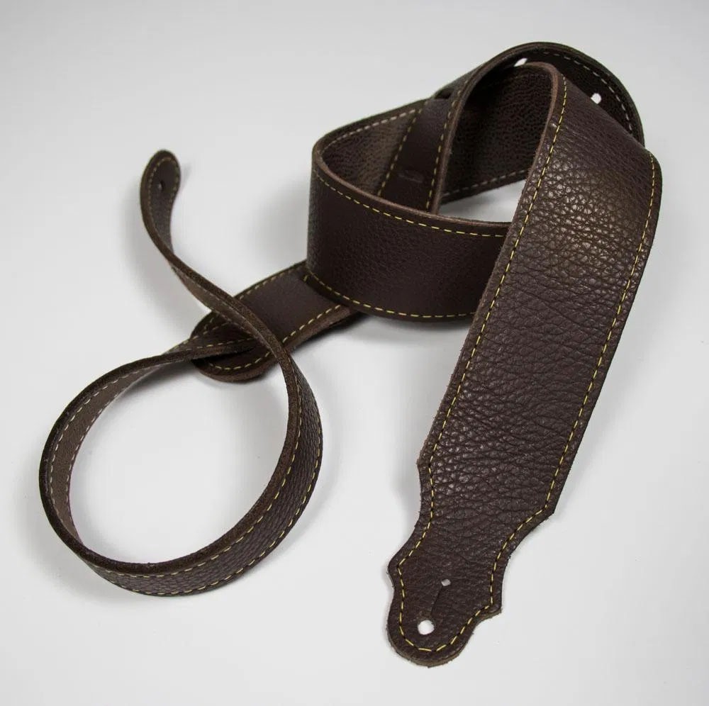 Franklin 2" Purist Glove Leather Guitar Strap - Chocolate with Gold Stitching