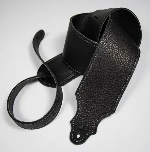 Franklin 3" Purist Glove Leather Guitar Strap - Black with Silver Stitching