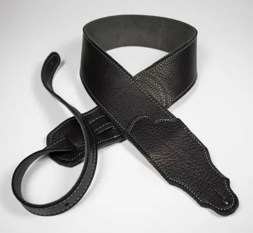 Franklin 3" Original Glove Leather Guitar Strap - Black with Silver Stitching