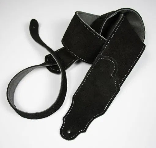 Franklin 2.5" Original Suede Guitar Strap - Black with Silver Stitching