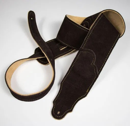 Franklin 2.5" Original Suede Guitar Strap - Chocolate with Gold Stitching