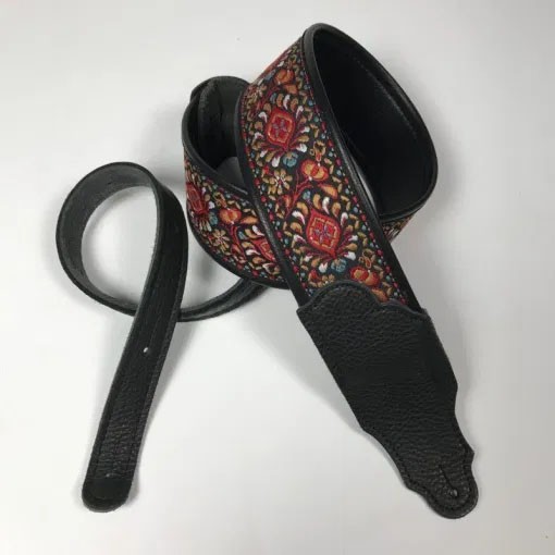 Franklin 2.5" Retro Folk Deluxe Guitar Strap - Red/Bronze