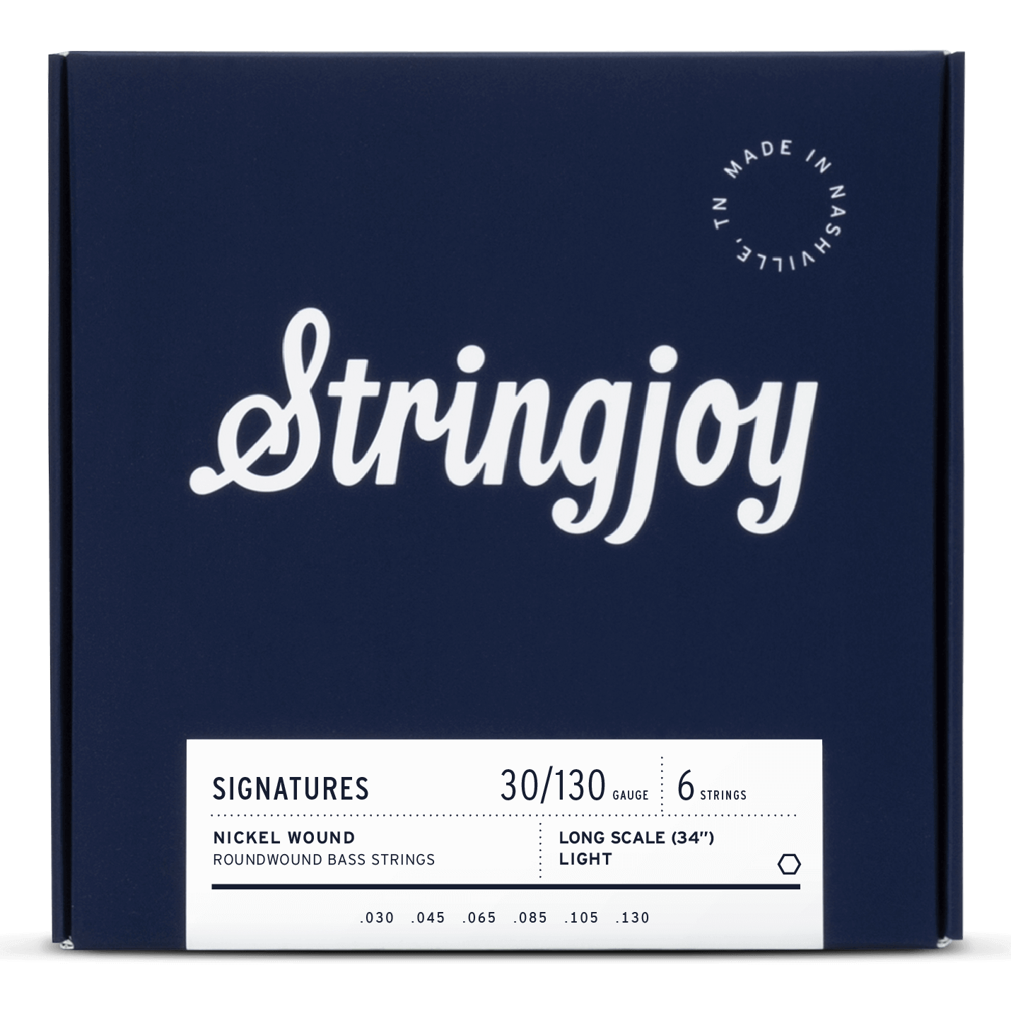 Stringjoy Signatures | Light Gauge (30-130) 6 String Long Scale Nickel Wound Bass Guitar Strings